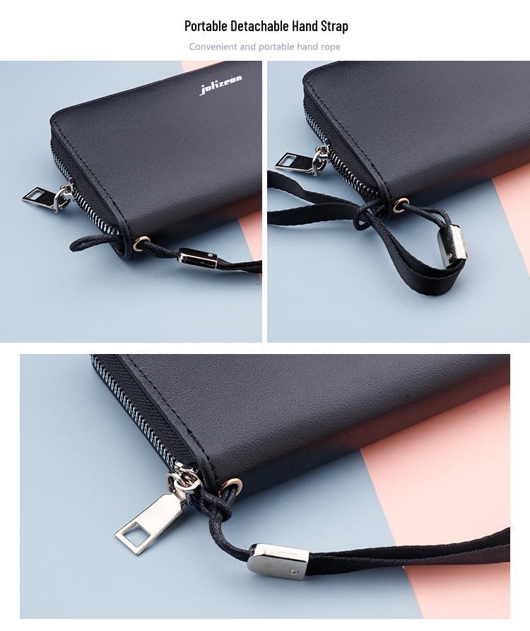 Men's Large Capacity Long Zipper Wallet Wristlet Clutch and Phone Bag