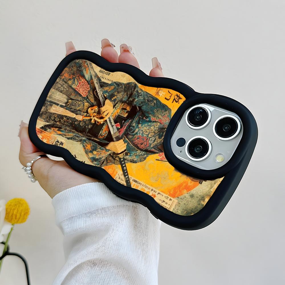 Retro Tattoo Girl Mobile Phone Case for iPhone 17 16 15 14 13 12 11 Air Pro Max Plus Wavy Edge TPU Colorful Cover Pretty Luxury