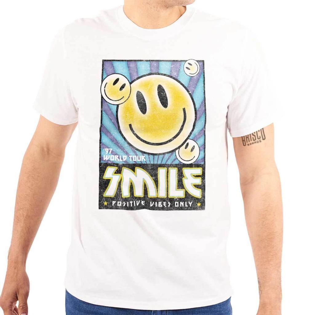 Vintage Smile World Tour Positive Vibes Womens or Mens Crewneck T Shirt Tee
