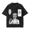 Mens Tshirt Dorohedoro Heiwa Sharks Washed Tshirts Hip Hop  Summer Tees Y2k Retro Design Cotton Clothing Hot Sale