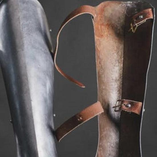 Grevas de aço medieval larp armadura sca renascimento homens proteção para as pernas