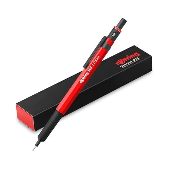 Rotring 500 Mechanical Pencil 0.5mm Shine Red 2218726 Metal Grip Lightweight Resin Body Low Center of Gravity Stable Writing Comfortable for Long