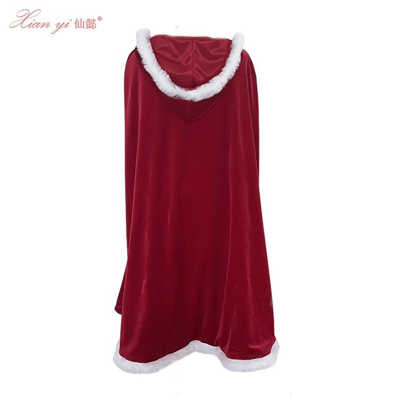 Roter langer Samtschal Weihnachts-Königinnen-Umhang Kapuzenumhang Bühnenauftrittskostüm