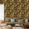 Golden Hibiscus Ochre Wallpaper, Fine Detail for Living Room and Bedroom 50x1000