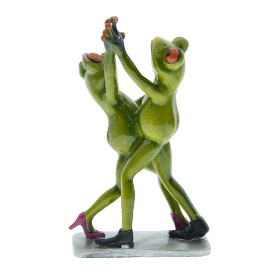 Waltzing Couple Frog Figurine Dancing Drinking Frog Statue Resin Animal Sculpture Home Office Indoor