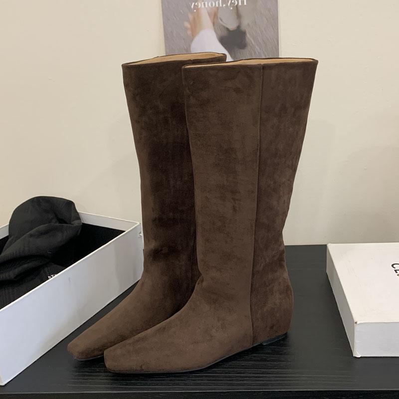 Fashion Eilyken Punk Style Pointed Toe Women Knee-High Boots Fashion Autumn Winter Designer Square Wedges Heels Female Shoes