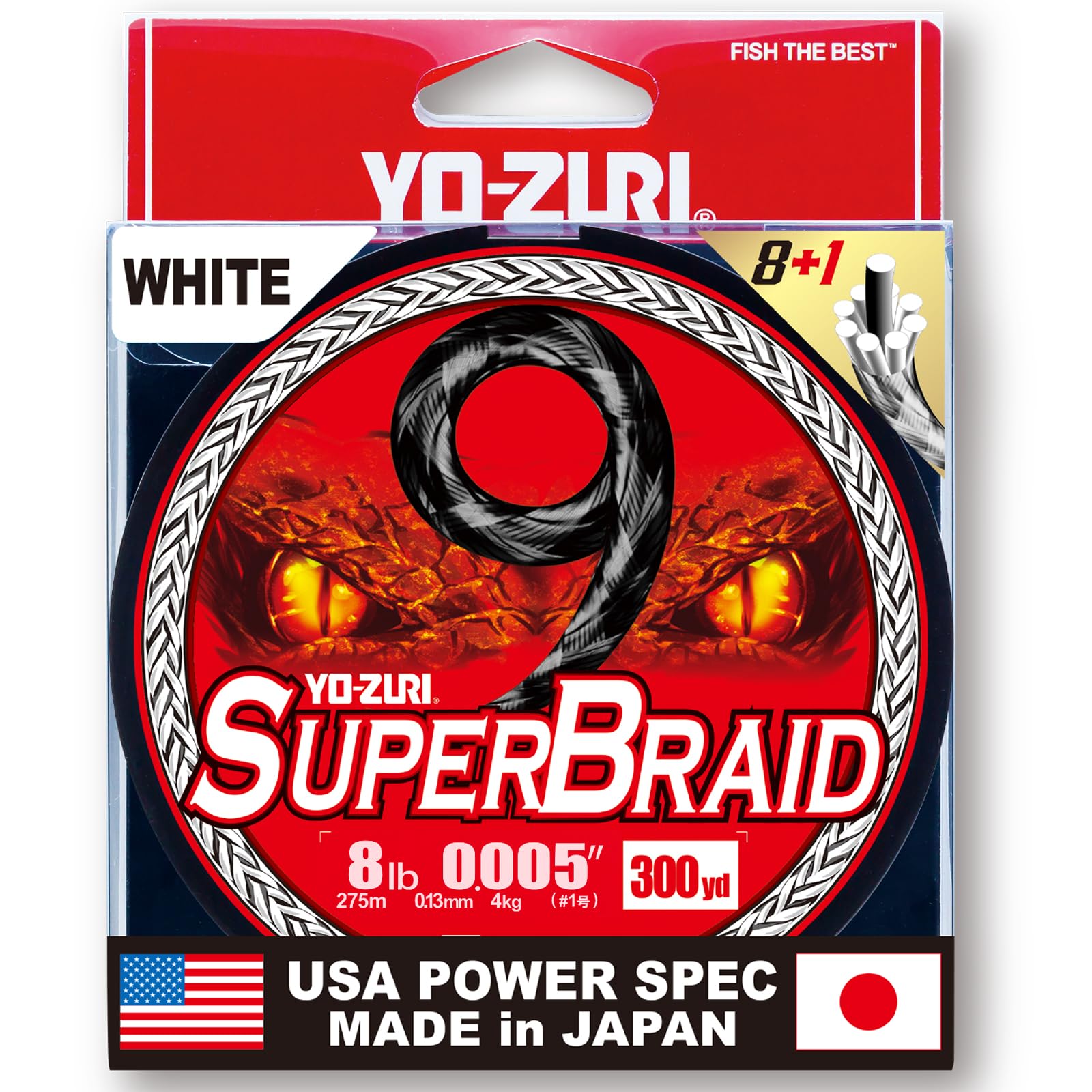 

PE Line Super Braid 9 300YDS 8Lbs White YO-ZURI Color белый
