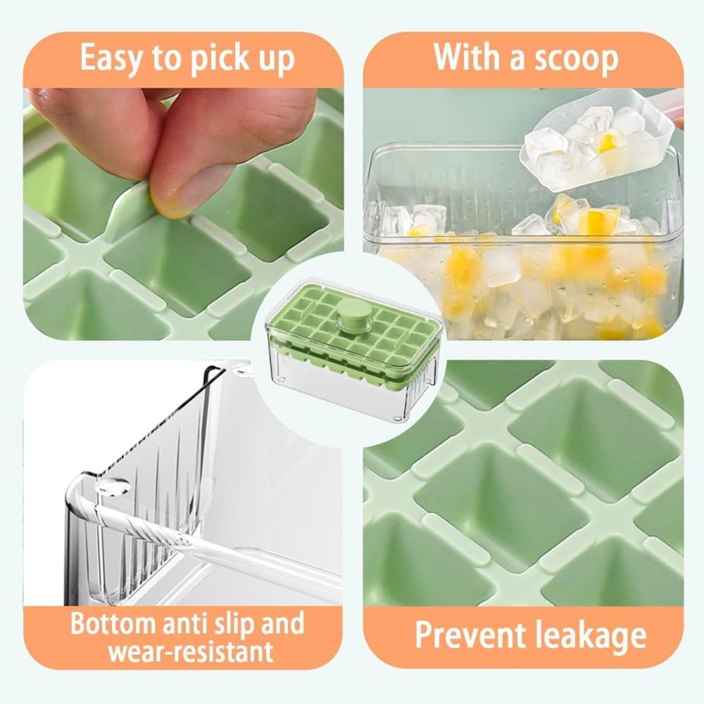 34/68 Grid Ice Cube Mold Push Type Easy To Take Ice Cube Bucket Multifunctional Ice Maker Refreshing Ice Cube Ice Box