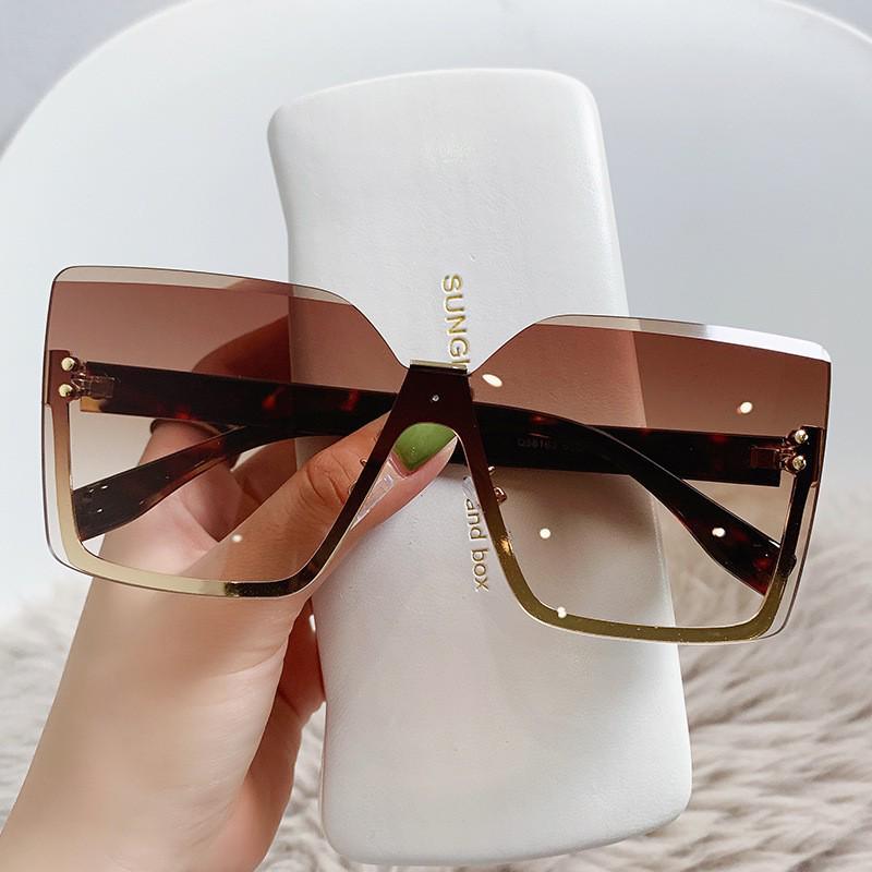 New Women's Semi-Rimless Metal Sunglasses - Trendy One-Piece Cut-Edge Design, UV Protection