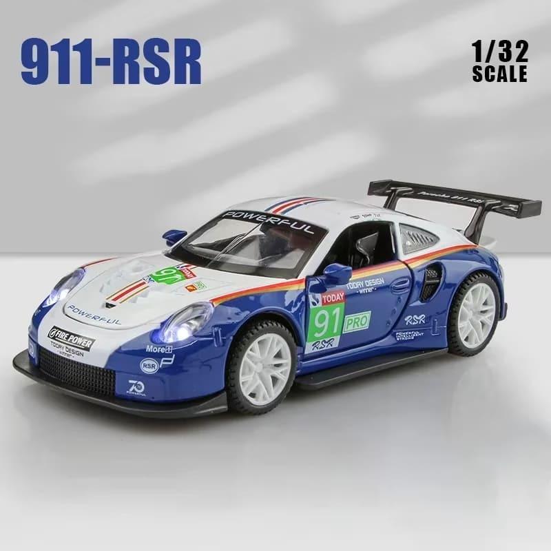 Full Scale 1:32 Porsche 911 GT3 RSR Racing Alloy Car Model Simulation Car Sound and Light Ornaments Collection Gift Toy Die-cast Model Boy Gift