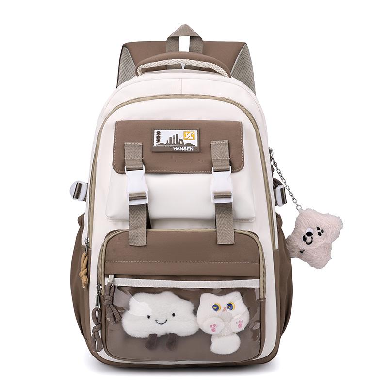 High-Capacity Colorblock Backpack for Girls - Lightweight, Spine-Support, Ideal for Middle & High School Students