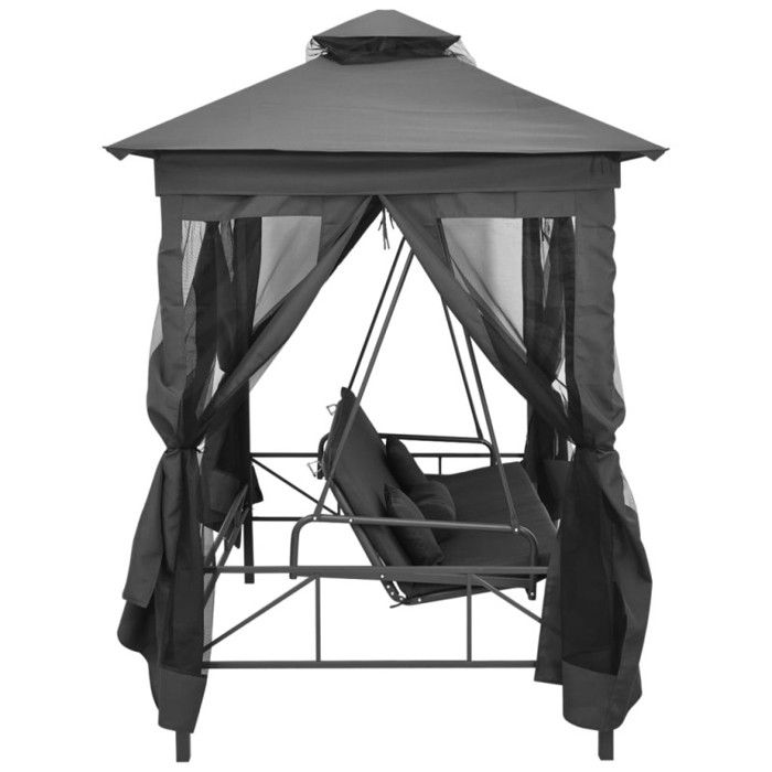 Balancelle convertible - vidaXL - Anthracite - 220x160x240 cm - Acier enduit de poudre - 3 personnes