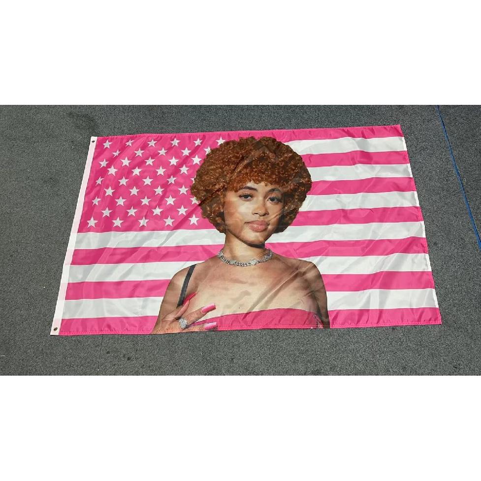 WENWELL Ice Rapper Spicy flag 3x5 Ft Outdoor Indoor,pink Icespice Poster n flag tapestry for Bedroom Living room dorm wall with Brass Grommets Vivid