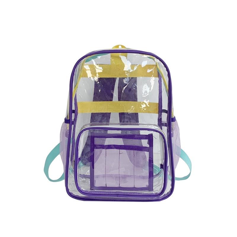 

Color dopamine contrasting color transparent PVC backpack Korean version trend transparent student bag PVC bag фіолетовий