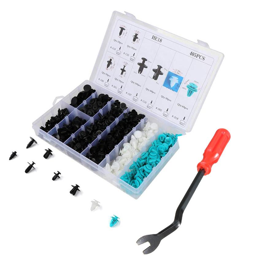 405Pcs Mixed Car Auto Fastener Clips W/ 8   Repair Tool For Fender, Bumper, Door