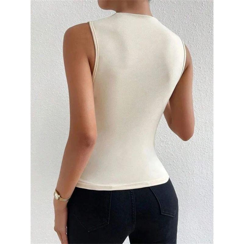 Solid Color Pleated Women's Camisole Vest Pure Color Pleated Suspender Vest for Women