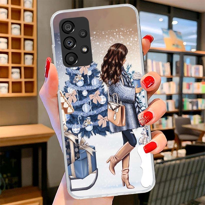 Christmas Girls Tree Gift Phone Case For Samsung Galaxy A17 A37 A57 A16 A26 A36 A56 A15 A25 A35 A55 A14 A24 A34 A54 A13 A23 A33