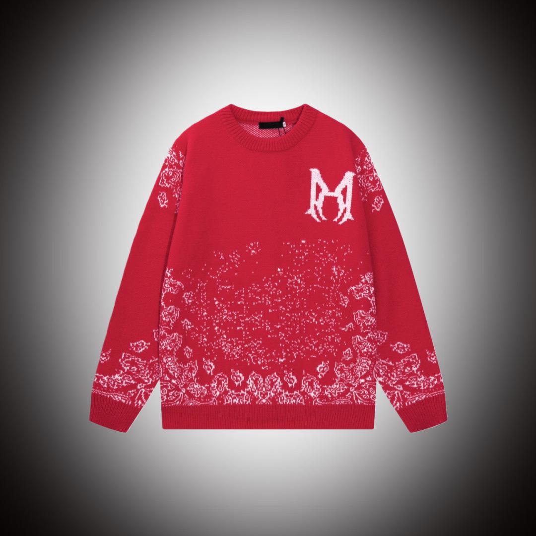 

Autumn Winter Unisex Sea Urchin Wool Sweater - Casual Round Neck Letter Jacquard Design XL червоний