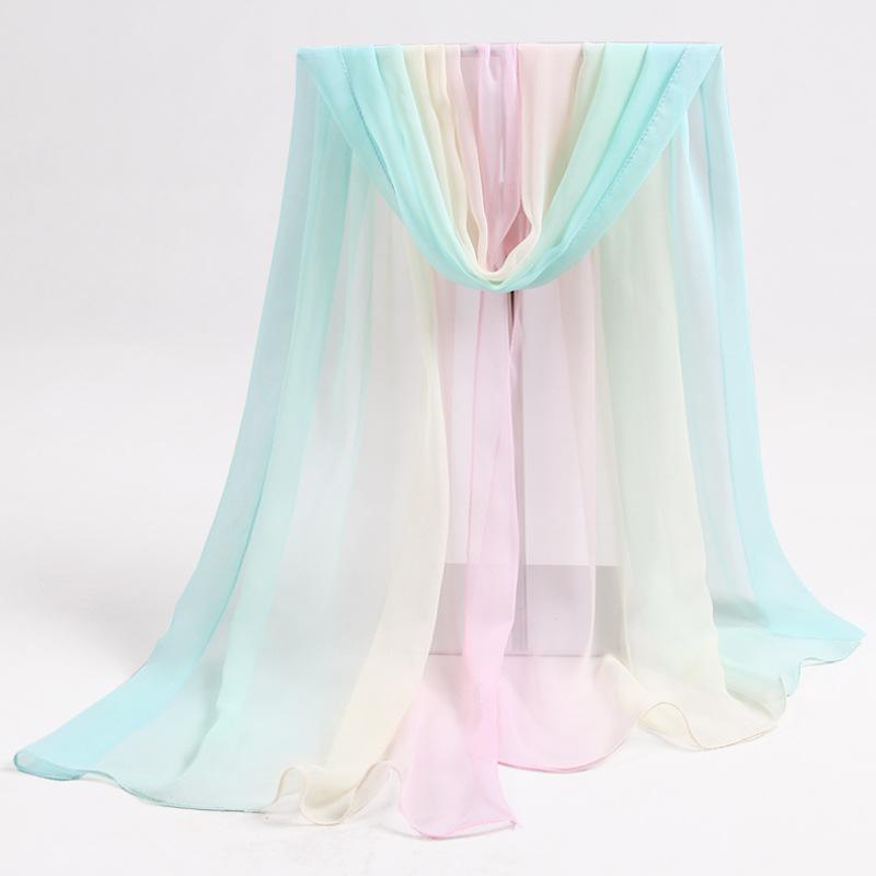 Summer Gradient Scarf Long Scarf Women's Beach Scarf Sun Protection Shawl Air Conditioning Shawl
