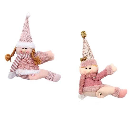 Rosa Schneemann Raffhalter Plüsch Schneemann Vorhangschnalle Cartoon Raffhalter für Feiertags-Heimfenster Weihnachtsbaumspitze Dekoration