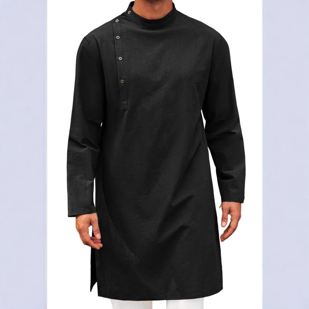 Mens Arabic Style Thobe Minimalist Long Robe Fashionable Islamic Clothing Loose Fit Casual Wear For Muslim Daily Wear