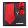 Tie Men'S Trend Net Color Striped Cashew Nut Tie 6-Piece Gift Box Square Scarf Tie Clip Corsage Set