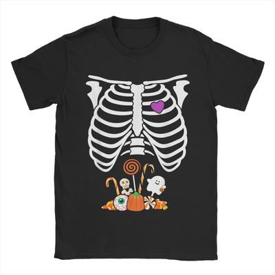 Halloween Candy Skeleton Rib Cage X-Ray Funny T Shirt Hip Hop T-Shirts Y2K Tshirt Summer Cotton Round Neck Plus Size Clothes