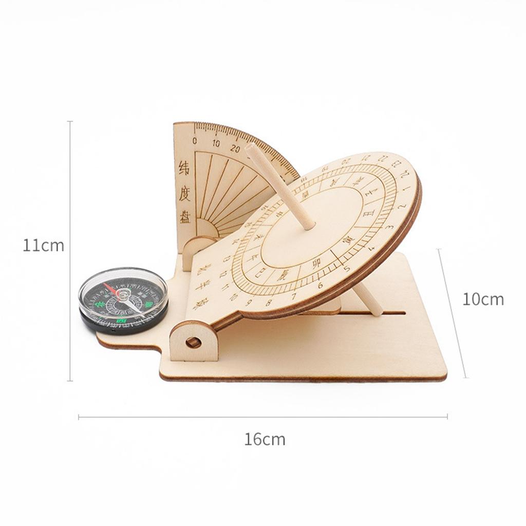 1 Pcs Diy Equatorial Sundial Clock Wooden Scientific Model Teaching Aid Educational Toys For Kids Desk Craft Accessories