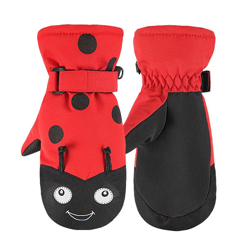 Children's Ski Gloves with Finger Hands Cartoon Waterproof and Warm  for Toddlers and Children To Ride with Fingers Connected