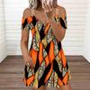 Damen Neckholder Übergröße Kleid Mehrfarbig Botanisch Bedruckt Fließendes Strand Sommerkleid