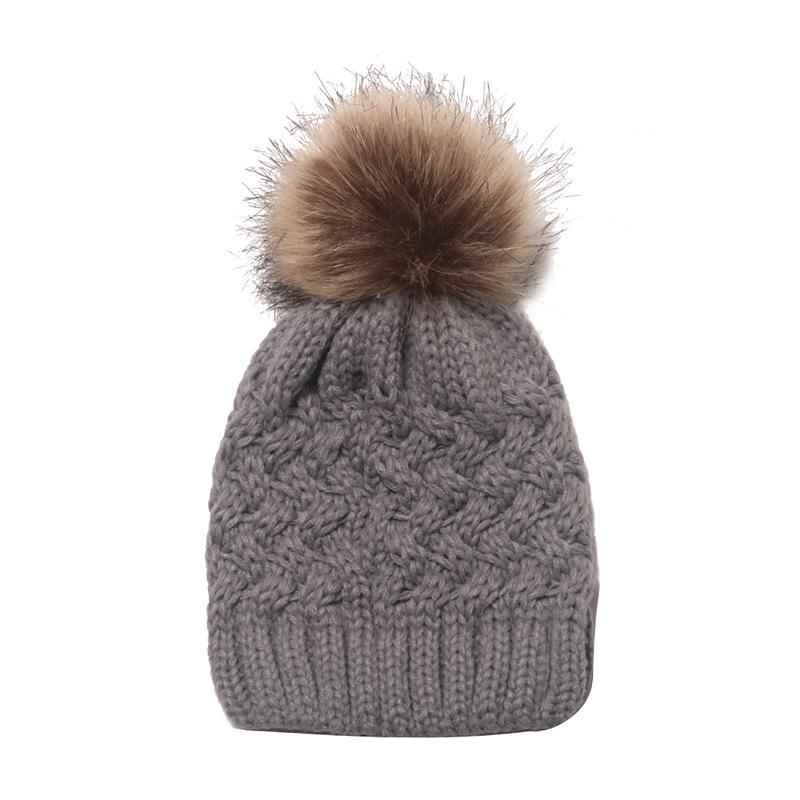 New children's knitted hat infant warm cold hat girl baby child solid color wool hat winter