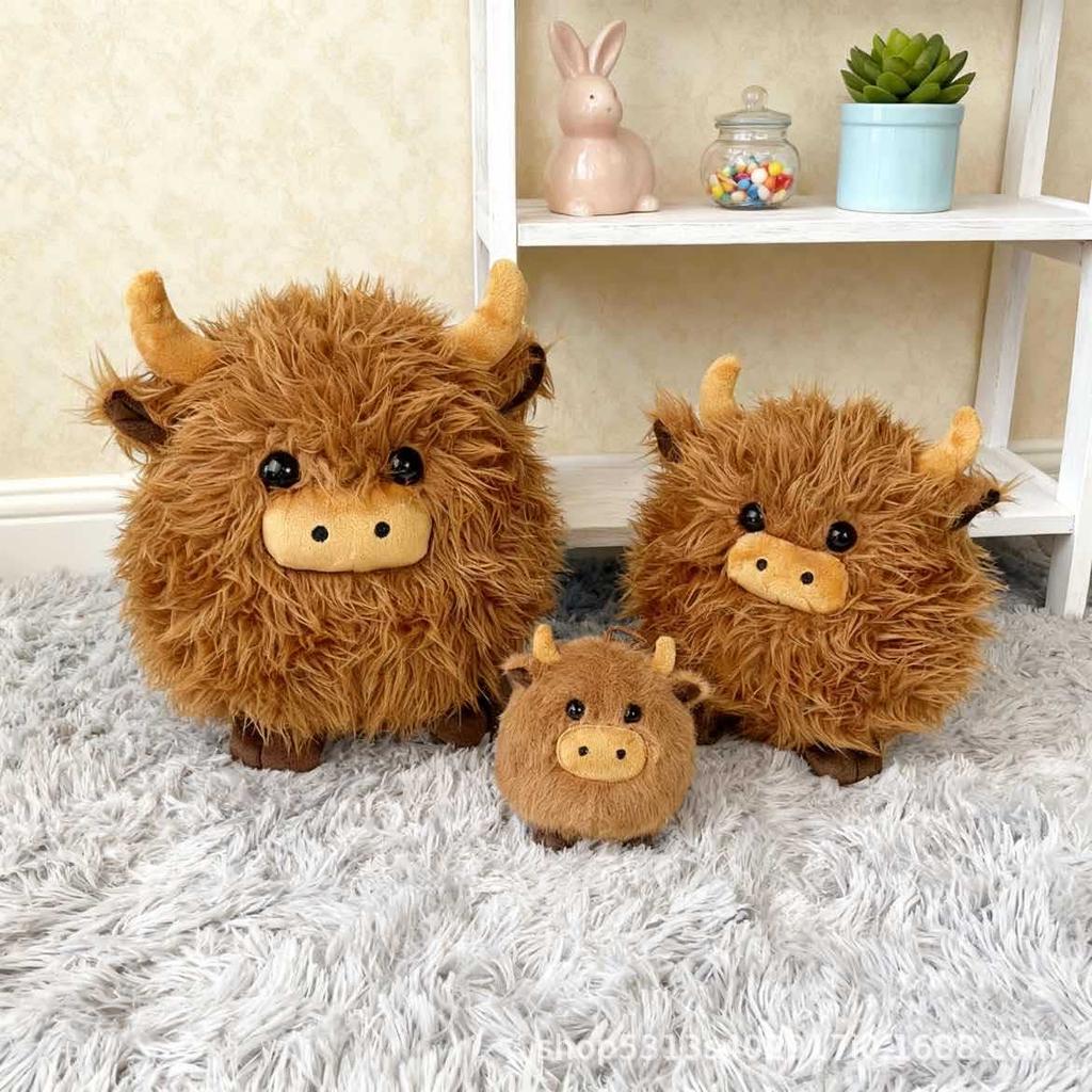 Highland Cow Plush - Realistic Scottish Highland Cattle Stuffed Animal Toy