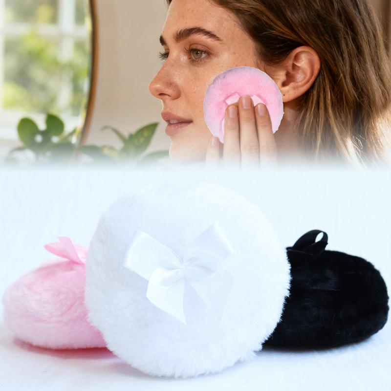 Large Fluffy Powder Sponge Puff Ultra Soft Washable Reusable Velour Face Body Powder Puff Loose Powder Puffs Wet Dry Makeup Tool