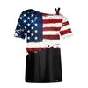 Women's Fashion Casual Independence Day Print Sexy Cold Shoulder Short Sleeve T-shirt Top