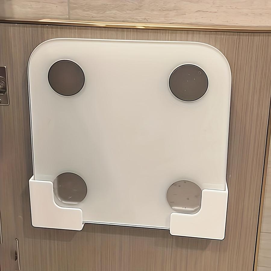 No-Drill Bathroom & Gym Organizer - 2pcs Wall Mounted Scale Holder for Digital Scales, Space-Saving Plastic Storage Rack, Glossy Finish, Shelves