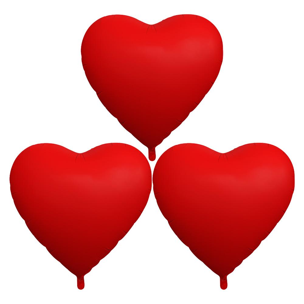 3-Pack 30inch Heart-Shaped Aluminum Foil Balloons, Matte Red Heart Balloons, Suitable for Valentine s Day, Birthday Parties, Bachelor Parties, Other