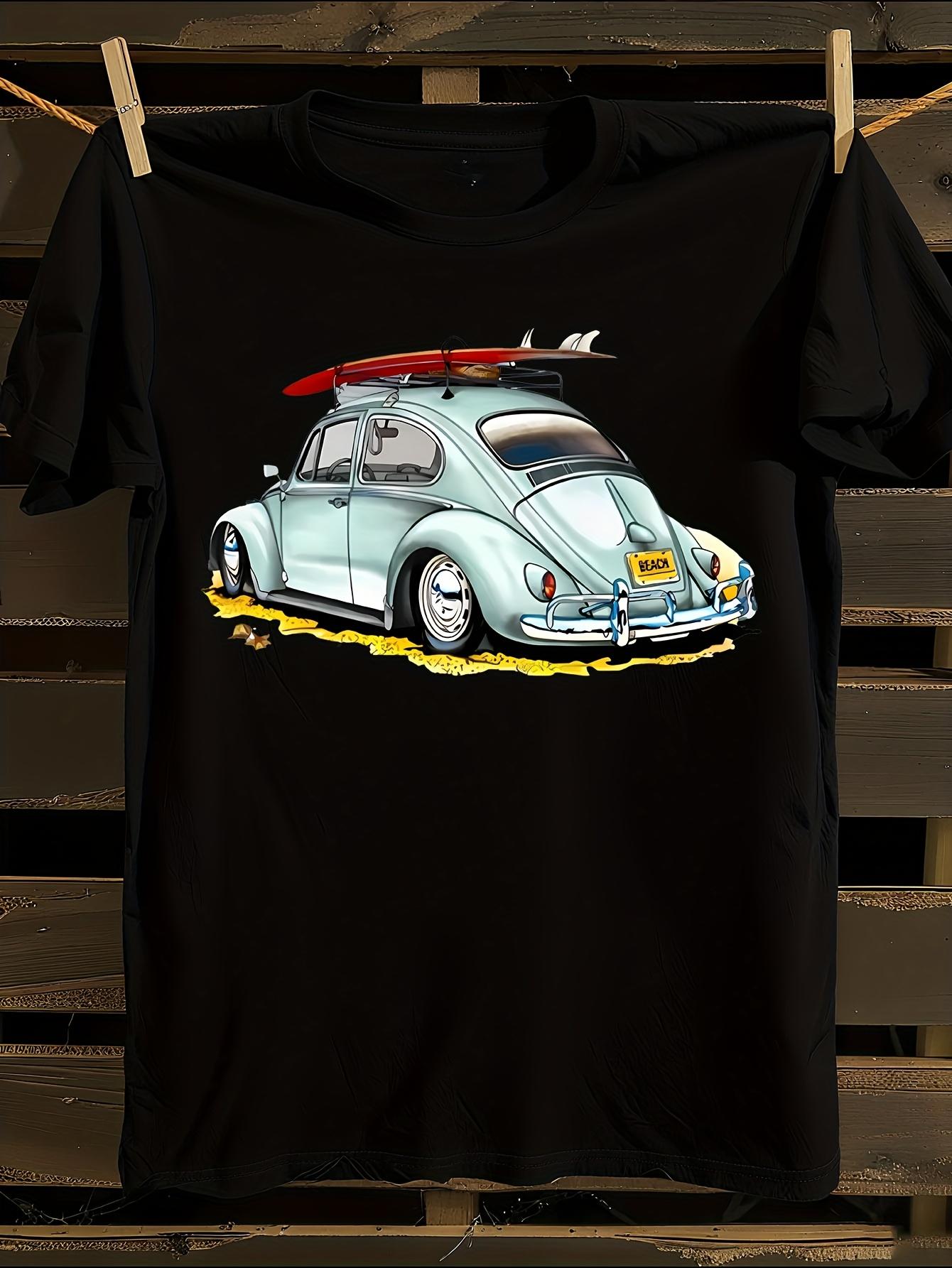 TEEHUB Vintage Surf and Retro Car Graphic T-shirt S