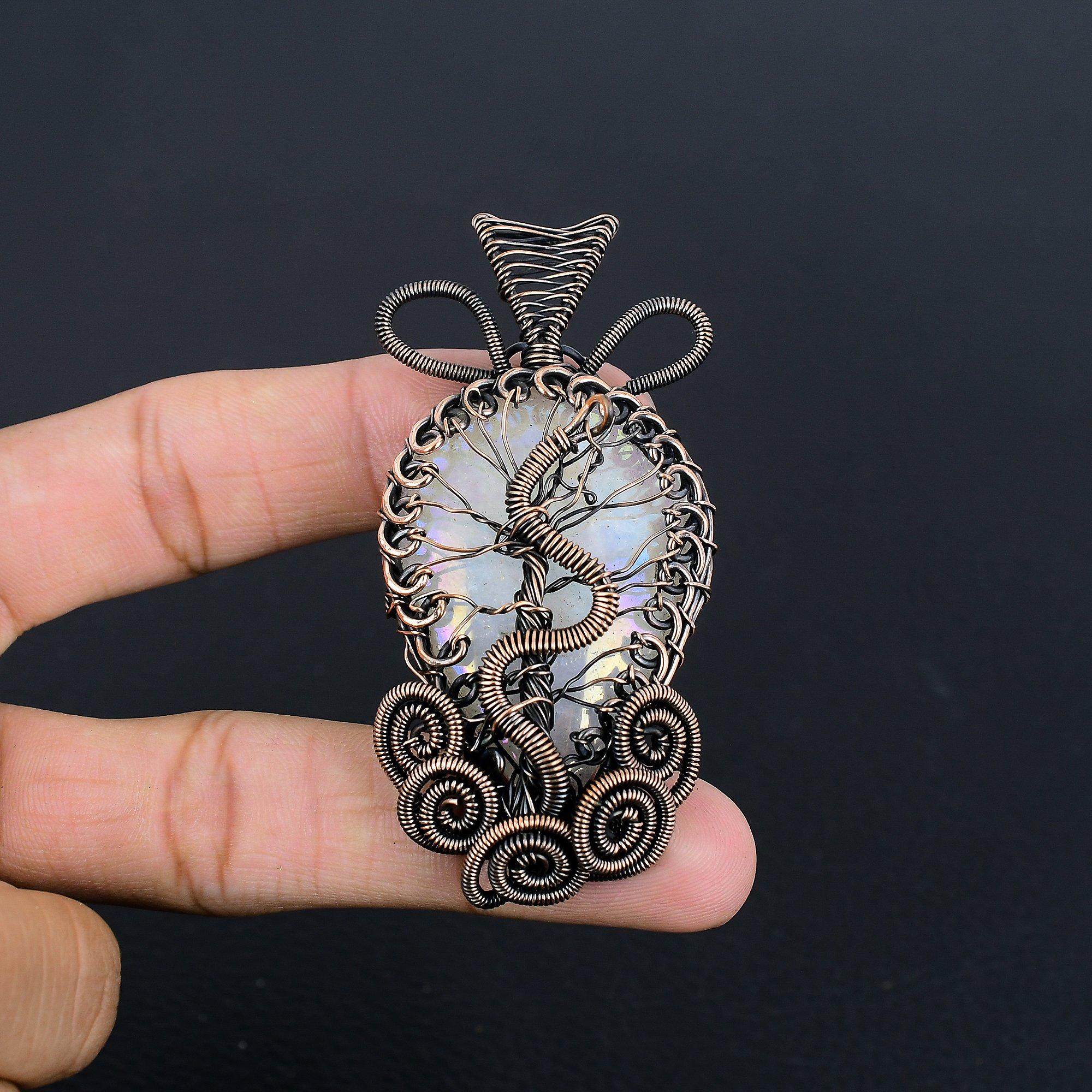 

Rainbow Moonstone Pendant Gemstone Jewelry,999 Copper Wire Wrapped Pendant, Handmade Beautiful Jewelry Pendant 2.25 Inches