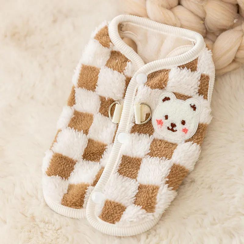 Winter Warm Fleece Vest for Pet Dogs Soft Chihuahua Bichon Puppy Kitten Clothing Girls Dog Costume Cardigan Soft Pet Apparel