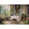 Dipinto ad olio vintage di fiori Rosa rosa vaso finestra vicino al fiume poster pittura su tela arte da parete immagini arredamento per la casa