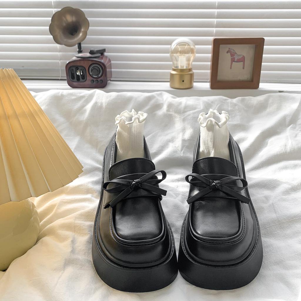 French Heightening Loafers Women's 2025 Autumn New Retro British Versatile Thick-soled Thick-heeled Mary Jane Small Leather Shoes