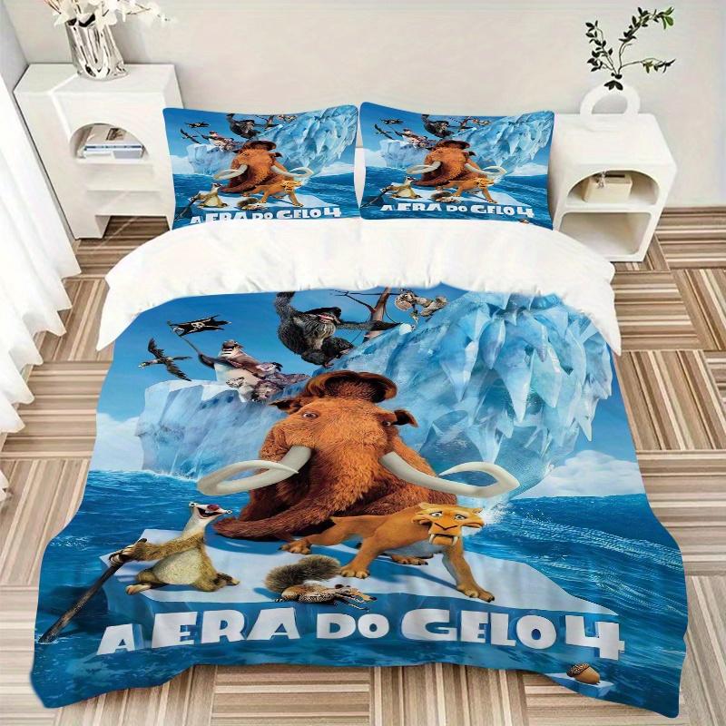 3pcs Ice Age Adventure Quilt Cover Set (1 Quilt Cover + 2 Pillowcases Without Pillow Core), High-Definition Printing for Home and Dormitory.