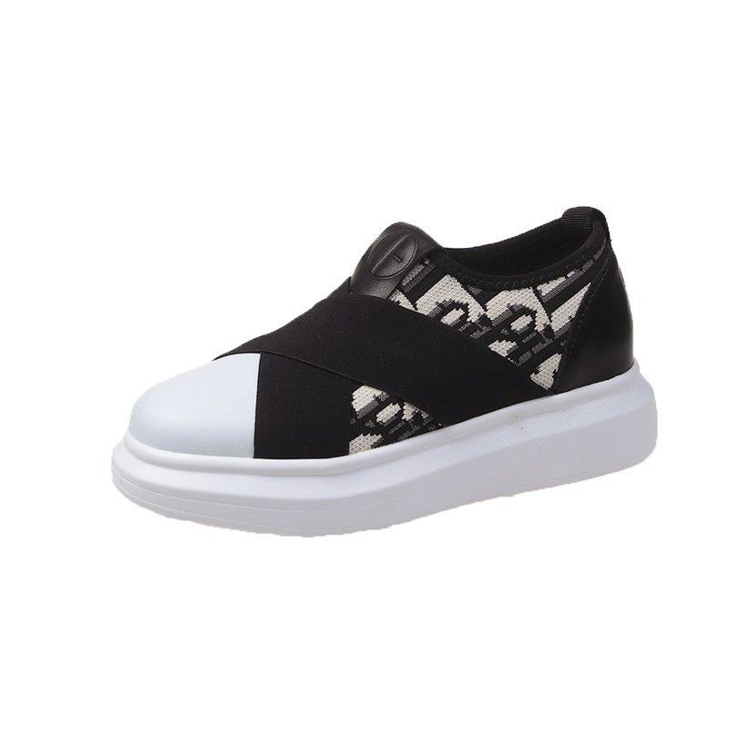 New fashion versatile 2025 flying woven breathable round head low heel elastic cloth casual women's shoes comfortable and versatile