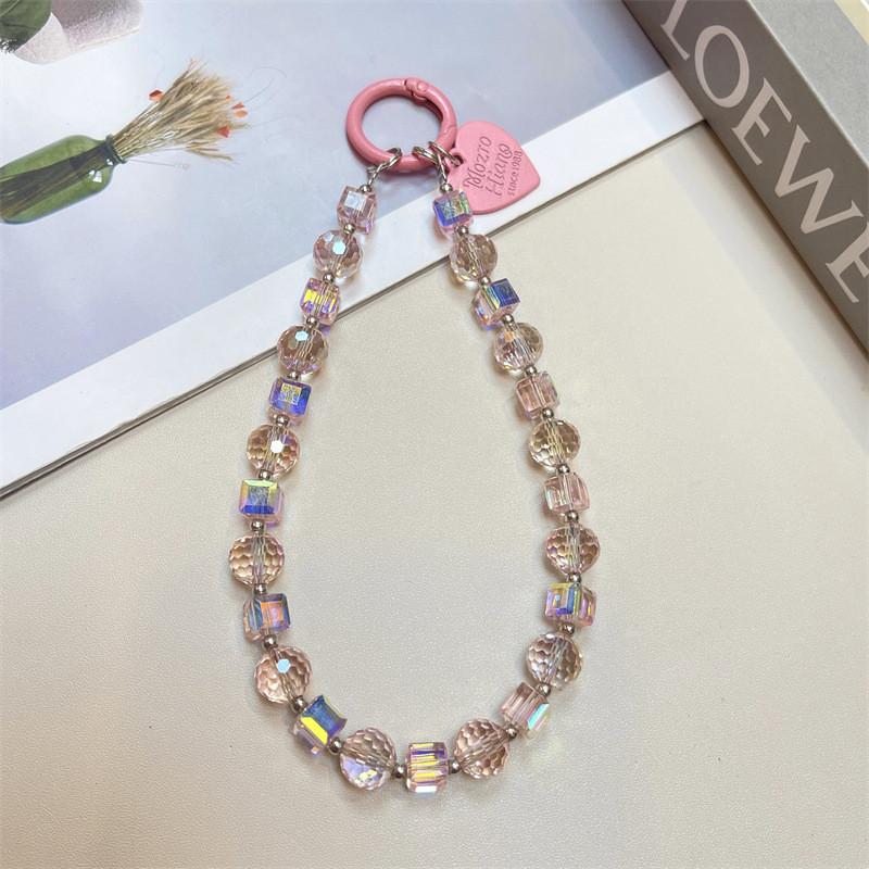 Fashion Heart Pendant Pvc Phone Chain With Crystal Charm For Women And Men