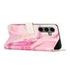For Samsung Galaxy S25+/S24+ Stand Case Marble Pattern PU Leather Wallet Phone Cover with Wrist Strap