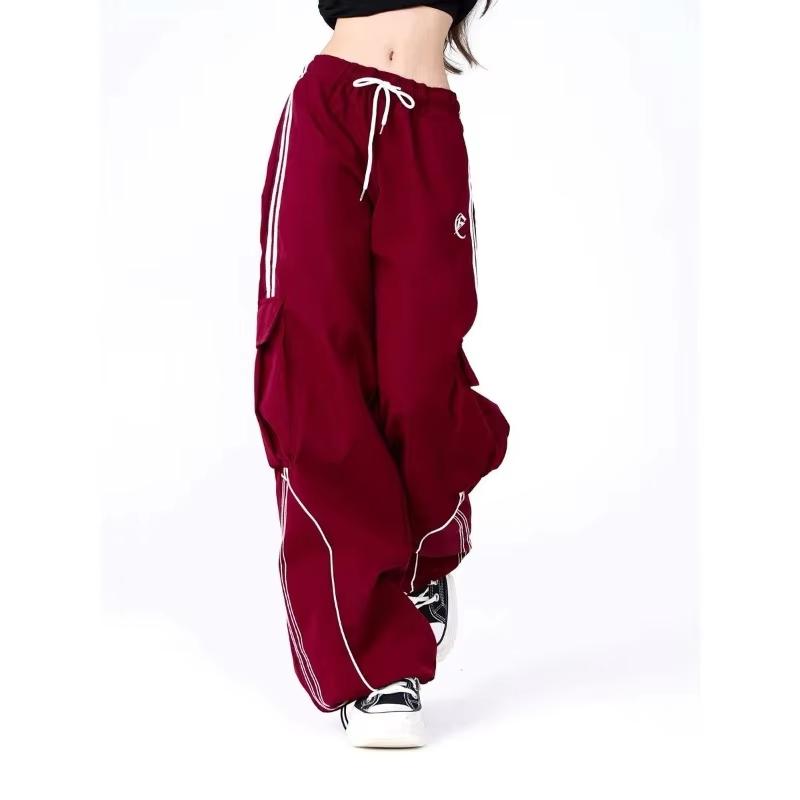 Pantaloni Cargo da Donna a Strisce Nere Y2K Moda Coreana Gamba Larga Pantaloni Larghi Streetwear Autunno Harajuku Hip Hop Oversize Larghi