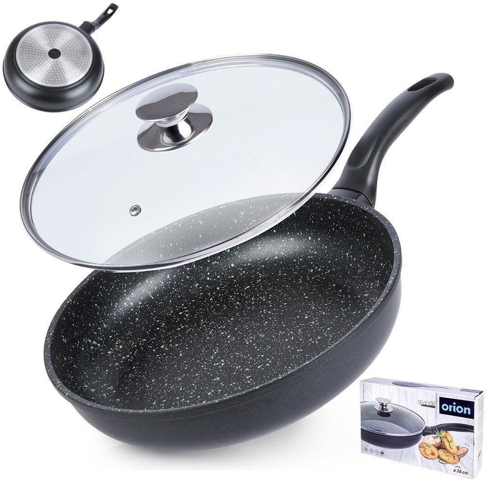 Granite frying pan with glass lid GRANDE 28 cm