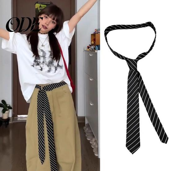 Belt Unisex Tie, Striped Print Necktie, Retro Style Adjustable Length Versatile Casual Accessory Dress Fashionable for Wear Everyday