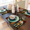 4er-Pack Afrikanische Stammesmuster Tischsets, Polyester-Strickstoff, Nur Handwäsche, Rechteckige Tischsets für Bauernhaus Esstisch-Deko