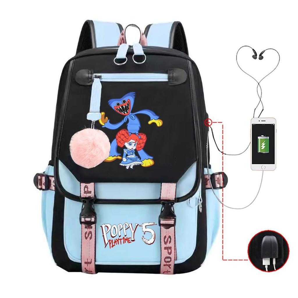 Zaino capiente con tracolla; set astuccio a tre pezzi per studenti